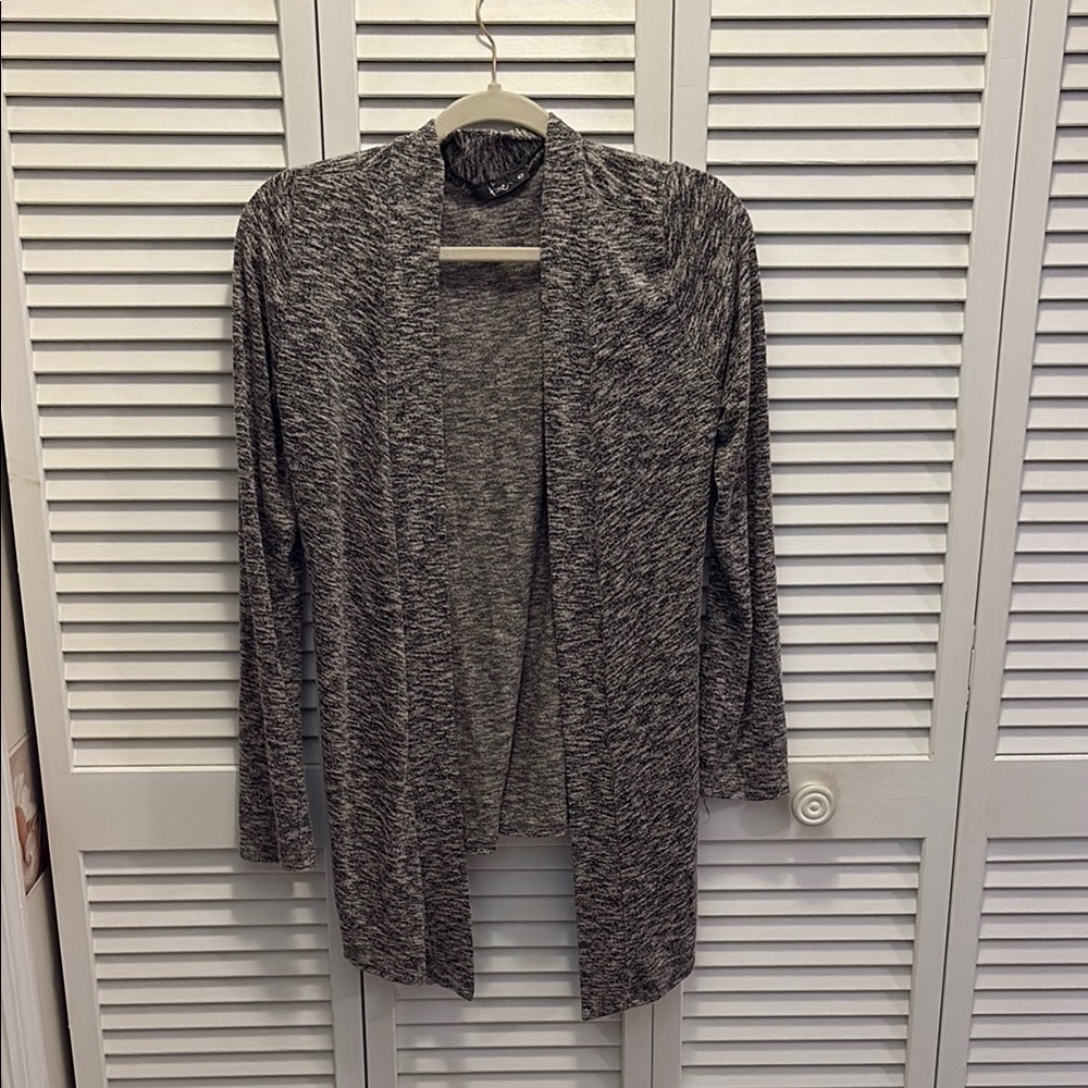 Gray Open Front Cardigan